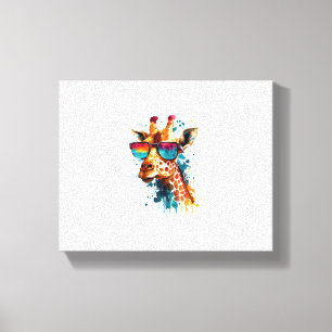 Giraffe Vintage Sunglasses Funny African Animal Lo Canvas Print
