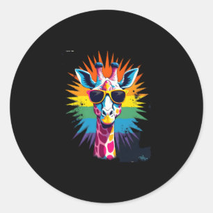 Giraffe Vintage Sunglasses Funny African Animal Lo Classic Round Sticker