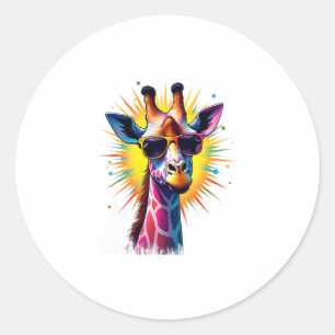 Giraffe Vintage Sunglasses Funny African Animal Lo Classic Round Sticker