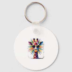 Giraffe Vintage Sunglasses Funny African Animal Lo Keychain