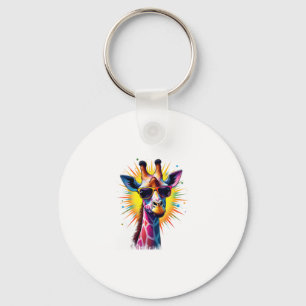 Giraffe Vintage Sunglasses Funny African Animal Lo Keychain
