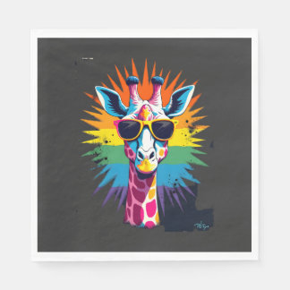 Giraffe Vintage Sunglasses Funny African Animal Lo Napkin