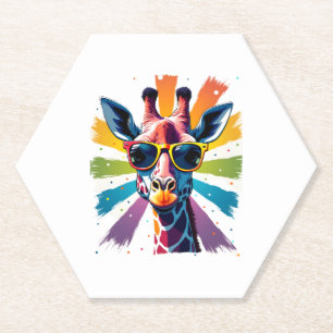 Giraffe Vintage Sunglasses Funny African Animal Lo Paper Coaster