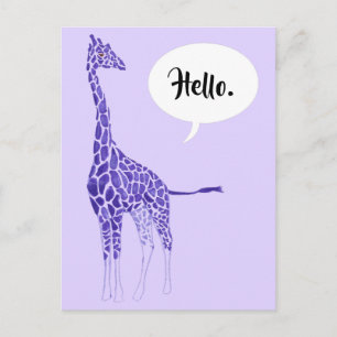 Giraffe violette sur Lavender Hello Cartes postale