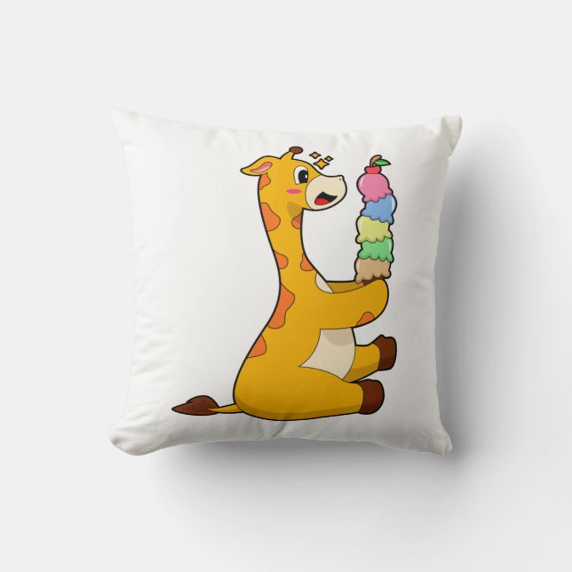 Giraffe Waffle ice cream Throw Pillow (Front)