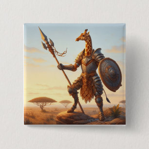Giraffe warrior 2 inch square button
