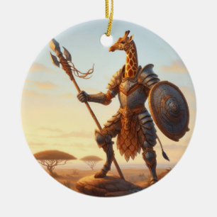 Giraffe warrior ceramic ornament