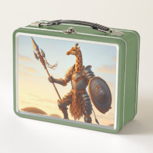 Giraffe warrior metal lunch box