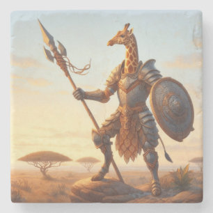 Giraffe warrior stone coaster