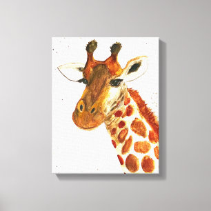 Giraffe watercolor animals Safari African Jungle Canvas Print