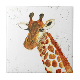 Giraffe watercolor animals Safari African Jungle  Tile