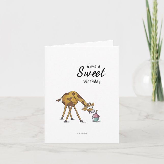 Giraffe Watercolor Birthday Card (Front)