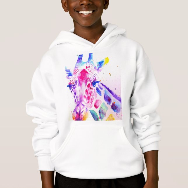 Giraffe Watercolor Boys Purple Gifts White (Front)