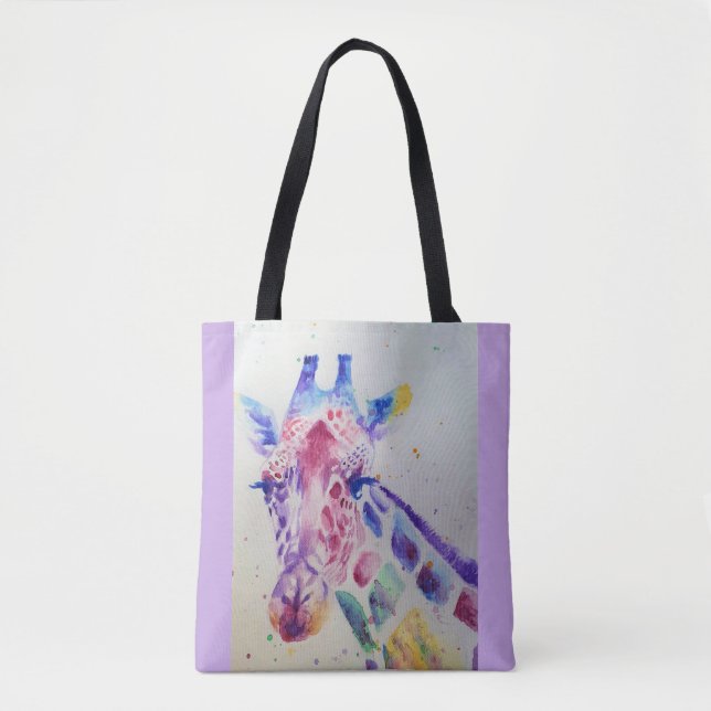 Giraffe Watercolor Painting Animal lovers Tote Bag (Front)