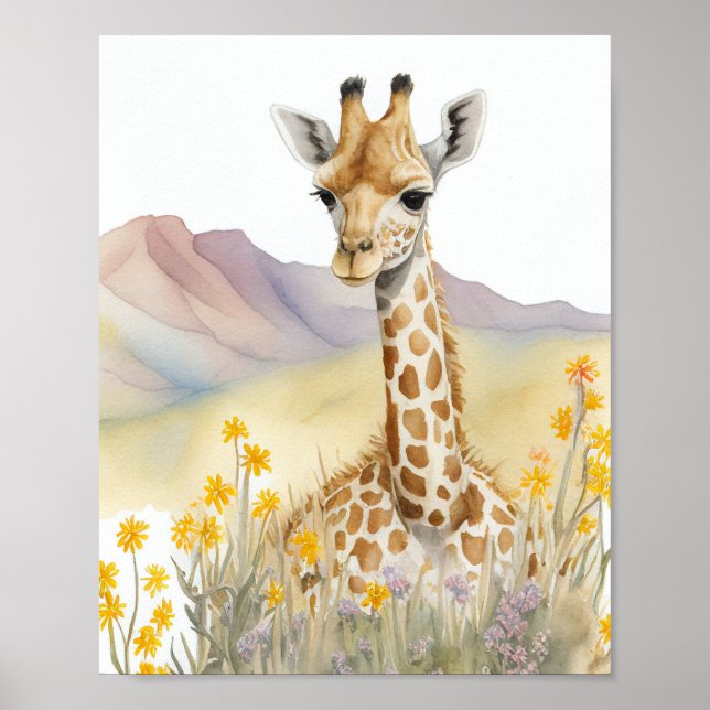 Giraffe Watercolor Painting  Poster (Front)