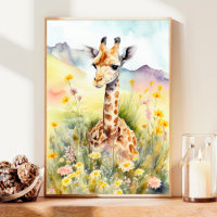 Giraffe Watercolor Painting 