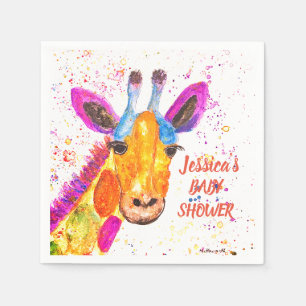 Giraffe Watercolor Safari Jungle Cute Baby Shower Napkin
