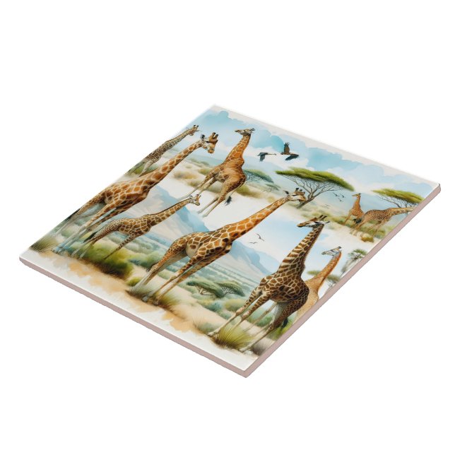 Giraffe Watercolor Tile Design (Side)