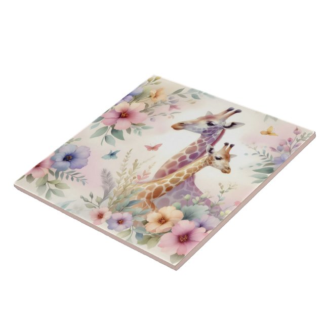 Giraffe Watercolor Wall and Floor Tiles (Side)