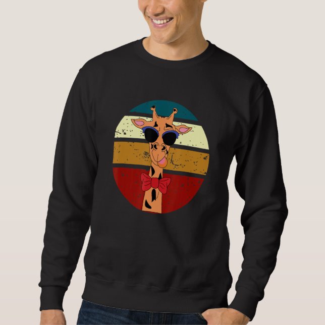 Giraffe Wearing Funny Glasses In Sunset Sweatshirt (Front)