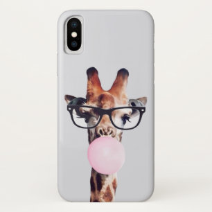 GIRAFFE WEARING GLASSES BLOWING A PINK BUBBLEGUM Case-Mate iPhone CASE