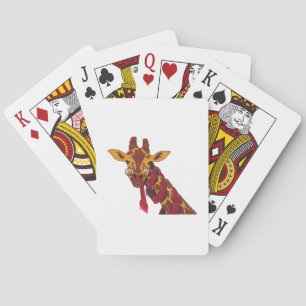 Giraffe Wearing Glasses Playing Cards