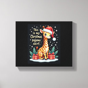 Giraffe Wearing Santa Hat Matching Christmas Pajam Canvas Print