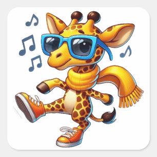 Giraffe wearing sunglasses square sticker