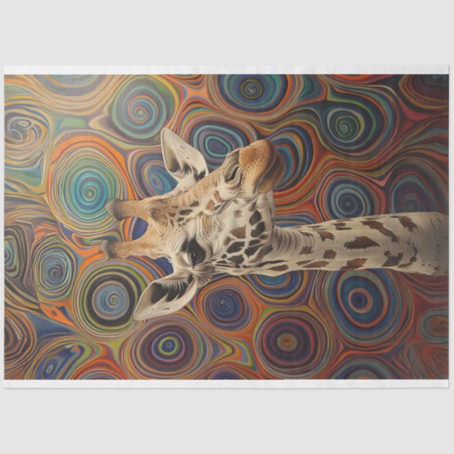 Giraffe Whimsical Lifelike Decoupage Tissue Paper (Front)