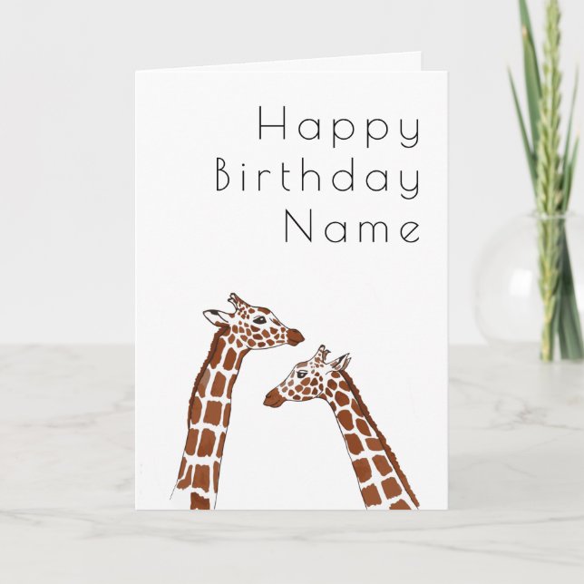Giraffe White Art Deco Birthday Card (Front)