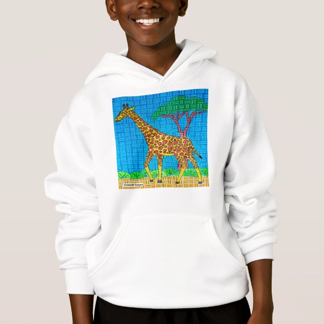 Giraffe (white) - Boy's Hoodie (Front)