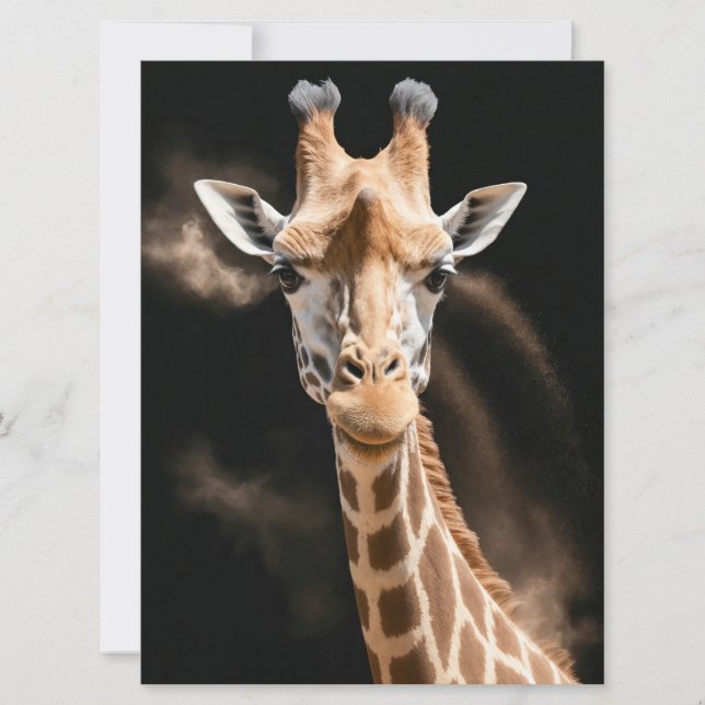 Giraffe Wild Animal Elegant Dramatic Portrait Art Card (Front)