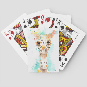Giraffe Wild Animal Nature Watercolor Art Painting Playing Cards