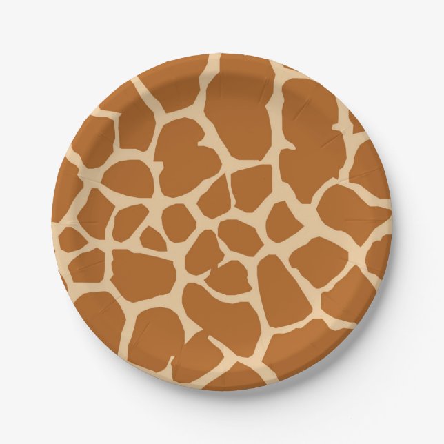 Giraffe wild jungle safari animal paper plate (Front)