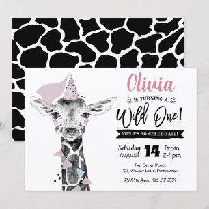 Giraffe Wild One Invitation à l'anniversaire de