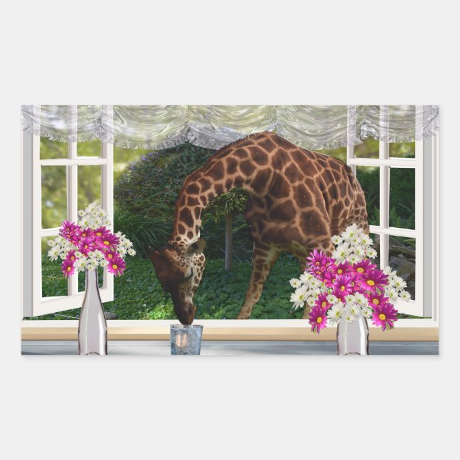Giraffe Window Dresser, Sticker (Front)