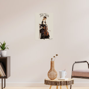 Giraffe with a Cello Poster