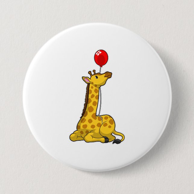 Giraffe with Balloon 3 Inch Round Button (Front)