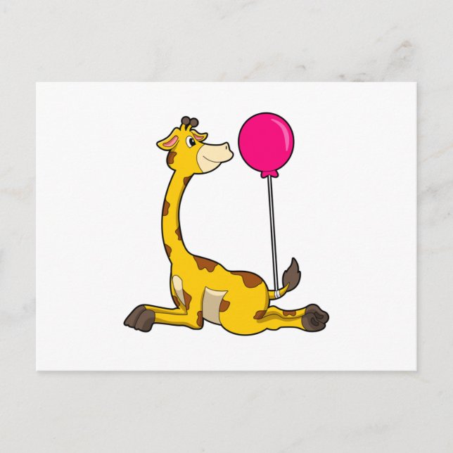 Giraffe with Balloon Postcard (Front)