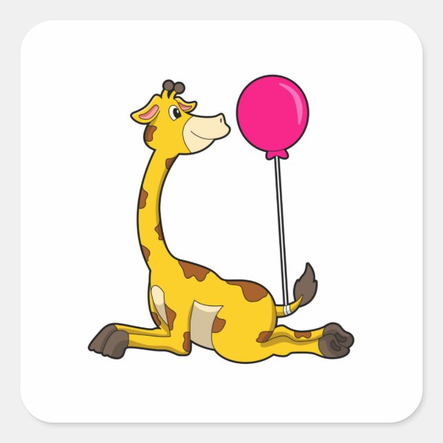 Giraffe with Balloon Square Sticker (Front)