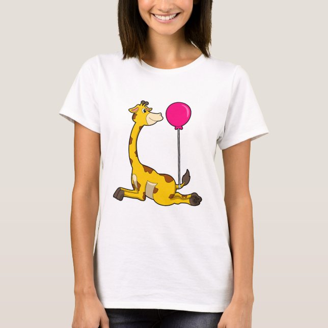 Giraffe with Balloon T-Shirt (Front)