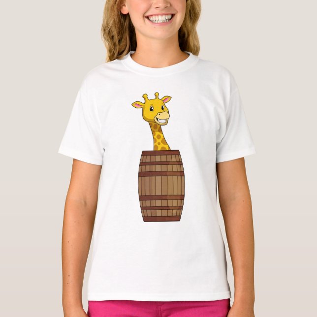 Giraffe with Barrel T-Shirt (Front)