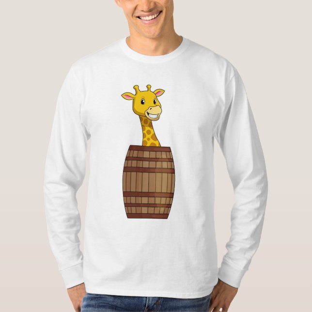 Giraffe with Barrel T-Shirt (Front)