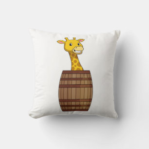 Giraffe with Barrel Throw Pillow