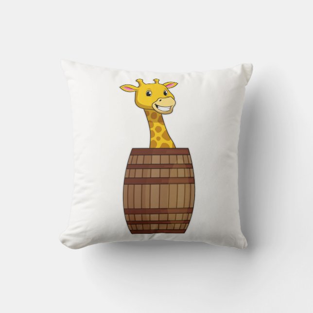 Giraffe with Barrel Throw Pillow (Front)