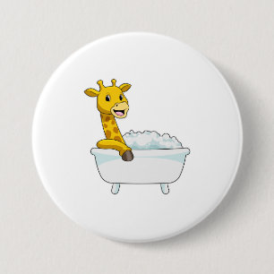Giraffe with Bathtub with Foam 3 Inch Round Button