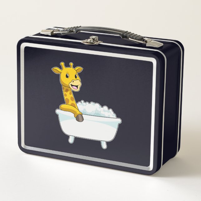 Giraffe with Bathtub with Foam Metal Lunch Box (Front)