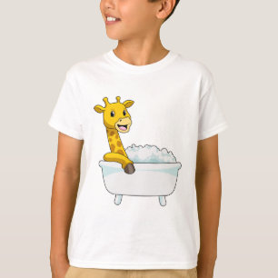 Giraffe with Bathtub with Foam T-Shirt