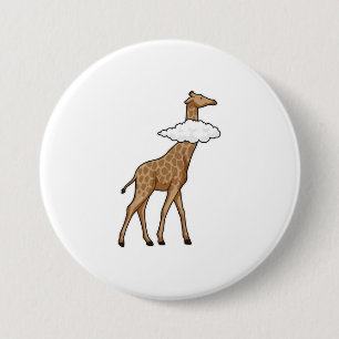 Giraffe with Cloud 3 Inch Round Button