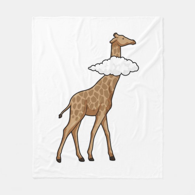 Giraffe with Cloud Fleece Blanket (Front)